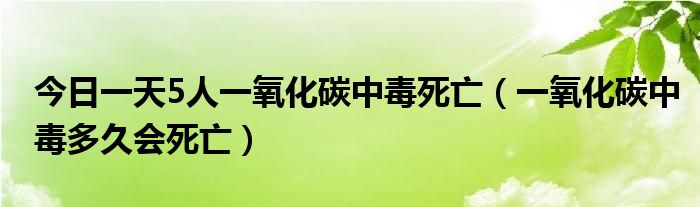 今日一天5人一氧化碳中毒死亡（一氧化碳中毒多久会死亡）