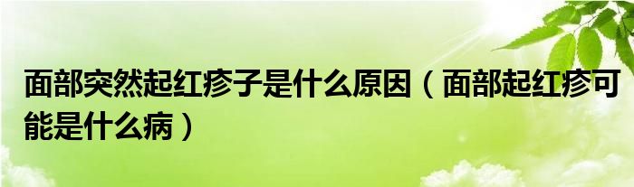 面部突然起红疹子是什么原因（面部起红疹可能是什么病）