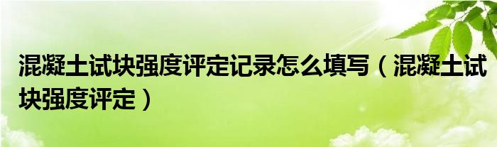 混凝土试块强度评定记录怎么填写（混凝土试块强度评定）