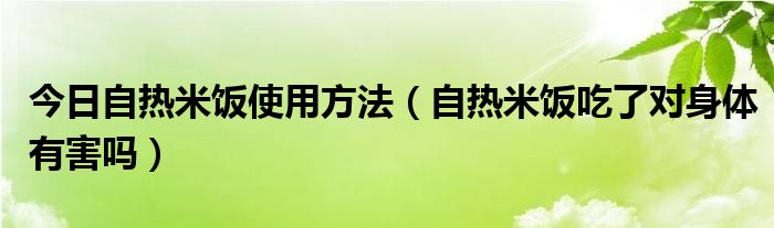 今日自热米饭使用方法（自热米饭吃了对身体有害吗）