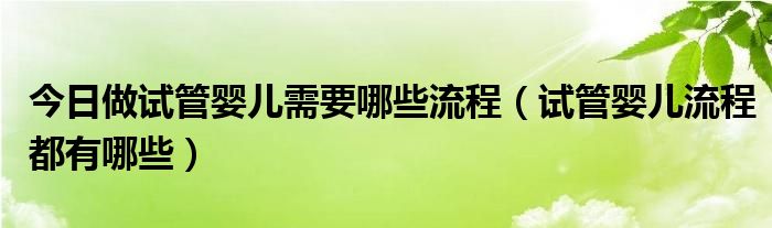 今日做试管婴儿需要哪些流程（试管婴儿流程都有哪些）