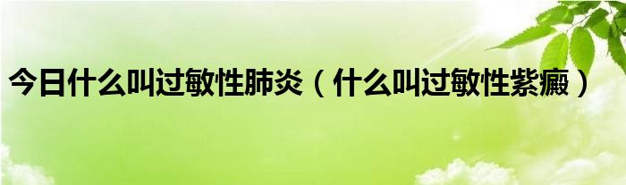 今日什么叫过敏性肺炎（什么叫过敏性紫癜）