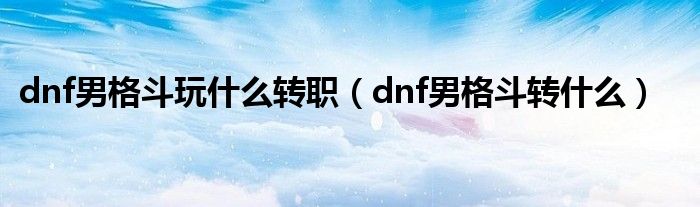 dnf男格斗玩什么转职（dnf男格斗转什么）