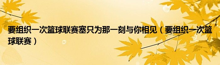 要组织一次篮球联赛塞只为那一刻与你相见（要组织一次篮球联赛）