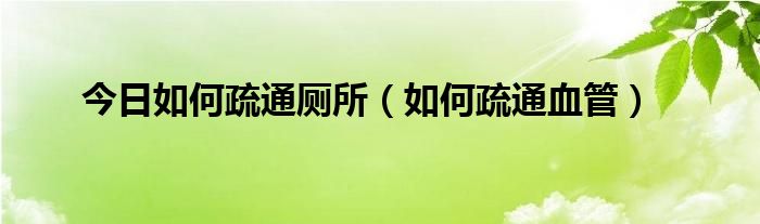 今日如何疏通厕所（如何疏通血管）