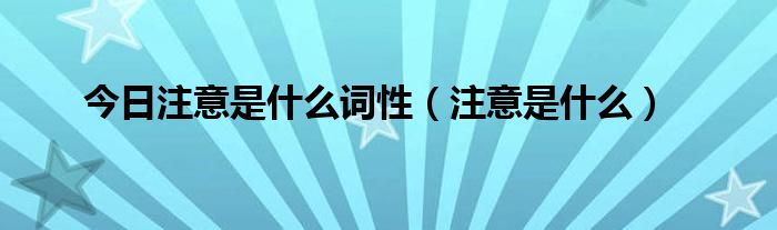 今日注意是什么词性（注意是什么）