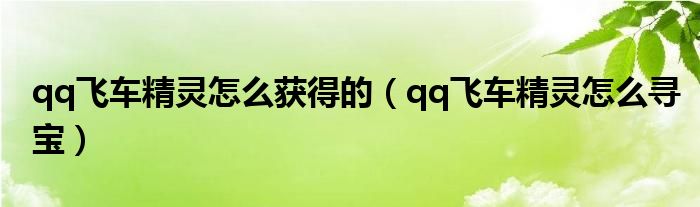 qq飞车精灵怎么获得的（qq飞车精灵怎么寻宝）