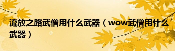 流放之路武僧用什么武器（wow武僧用什么武器）