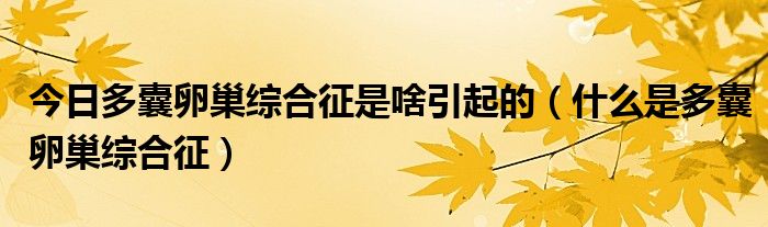 今日多囊卵巢综合征是啥引起的（什么是多囊卵巢综合征）