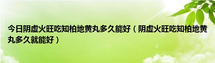 今日阴虚火旺吃知柏地黄丸多久能好（阴虚火旺吃知柏地黄丸多久就能好）