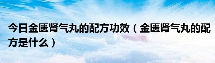 今日金匮肾气丸的配方功效（金匮肾气丸的配方是什么）