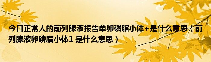 今日正常人的前列腺液报告单卵磷脂小体+是什么意思（前列腺液卵磷脂小体1 是什么意思）