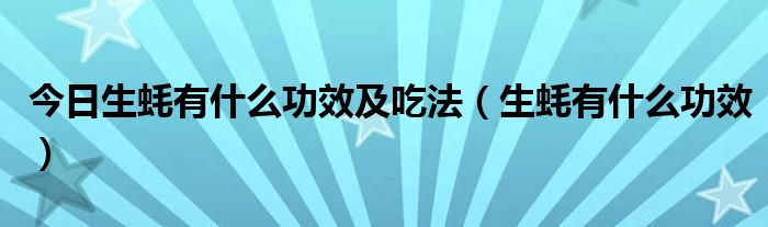 今日生蚝有什么功效及吃法（生蚝有什么功效）