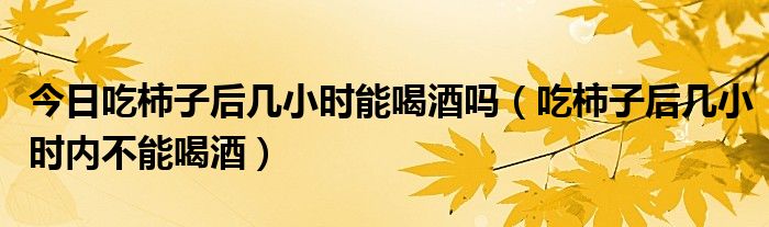 今日吃柿子后几小时能喝酒吗（吃柿子后几小时内不能喝酒）