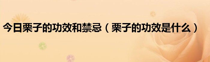 今日栗子的功效和禁忌（栗子的功效是什么）