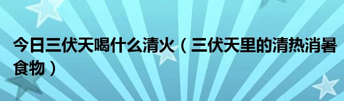 今日三伏天喝什么清火（三伏天里的清热消暑食物）