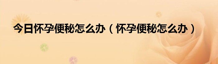 今日怀孕便秘怎么办（怀孕便秘怎么办）