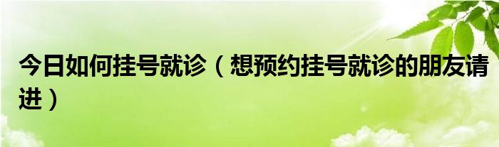 今日如何挂号就诊（想预约挂号就诊的朋友请进）