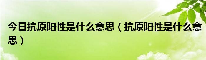 今日抗原阳性是什么意思（抗原阳性是什么意思）