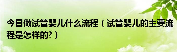 今日做试管婴儿什么流程（试管婴儿的主要流程是怎样的?）