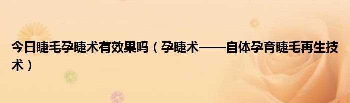 今日睫毛孕睫术有效果吗（孕睫术——自体孕育睫毛再生技术）