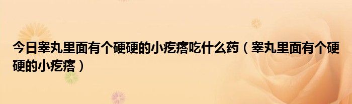 今日睾丸里面有个硬硬的小疙瘩吃什么药（睾丸里面有个硬硬的小疙瘩）