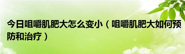 今日咀嚼肌肥大怎么变小（咀嚼肌肥大如何预防和治疗）