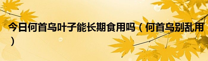 今日何首乌叶子能长期食用吗（何首乌别乱用）