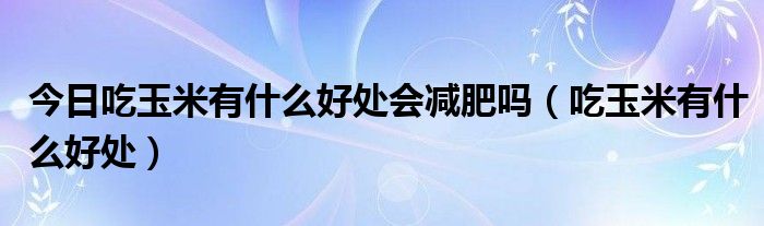 今日吃玉米有什么好处会减肥吗（吃玉米有什么好处）