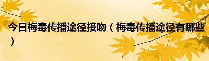 今日梅毒传播途径接吻（梅毒传播途径有哪些）