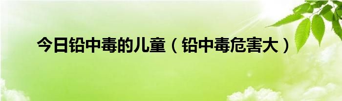 今日铅中毒的儿童（铅中毒危害大）