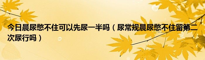 今日晨尿憋不住可以先尿一半吗（尿常规晨尿憋不住留第二次尿行吗）