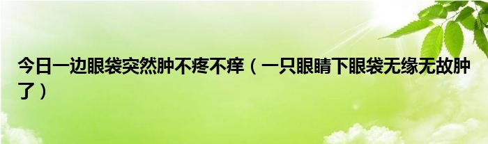 今日一边眼袋突然肿不疼不痒（一只眼睛下眼袋无缘无故肿了）