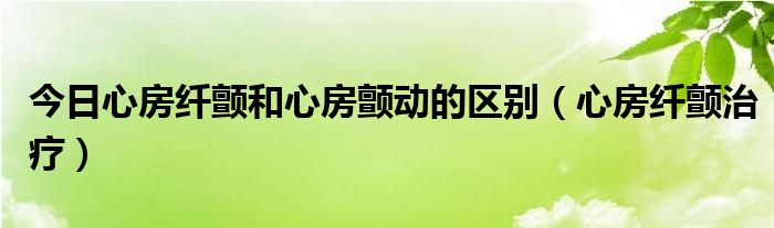 今日心房纤颤和心房颤动的区别（心房纤颤治疗）