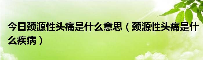 今日颈源性头痛是什么意思（颈源性头痛是什么疾病）