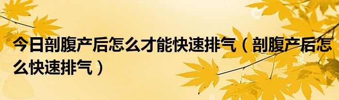 今日剖腹产后怎么才能快速排气（剖腹产后怎么快速排气）