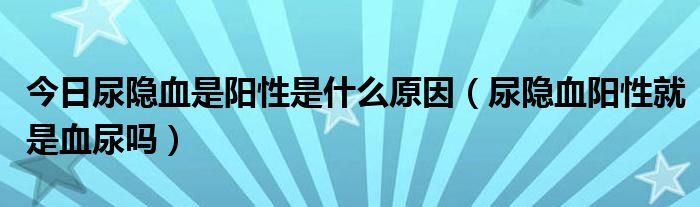 今日尿隐血是阳性是什么原因（尿隐血阳性就是血尿吗）