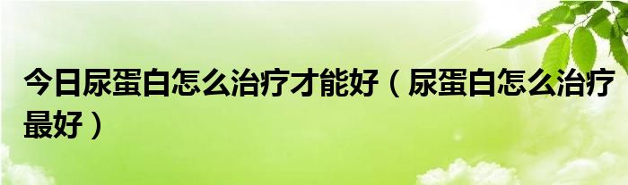 今日尿蛋白怎么治疗才能好（尿蛋白怎么治疗最好）