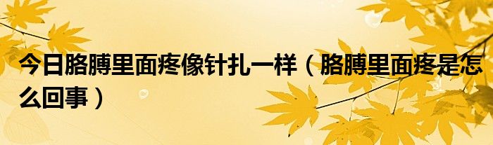 今日胳膊里面疼像针扎一样（胳膊里面疼是怎么回事）