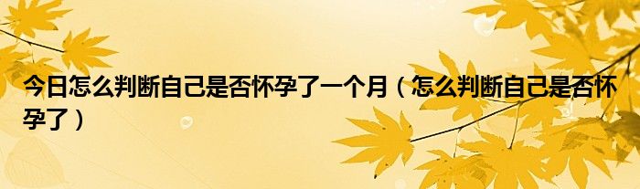 今日怎么判断自己是否怀孕了一个月（怎么判断自己是否怀孕了）