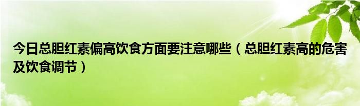 今日总胆红素偏高饮食方面要注意哪些（总胆红素高的危害及饮食调节）