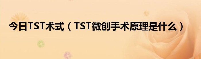 今日TST术式（TST微创手术原理是什么）