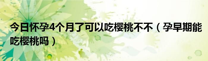 今日怀孕4个月了可以吃樱桃不不（孕早期能吃樱桃吗）