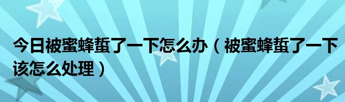 今日被蜜蜂蜇了一下怎么办（被蜜蜂蜇了一下该怎么处理）