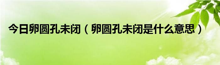 今日卵圆孔未闭（卵圆孔未闭是什么意思）