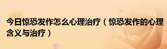 今日惊恐发作怎么心理治疗（惊恐发作的心理含义与治疗）