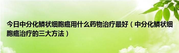 今日中分化鳞状细胞癌用什么药物治疗最好（中分化鳞状细胞癌治疗的三大方法）