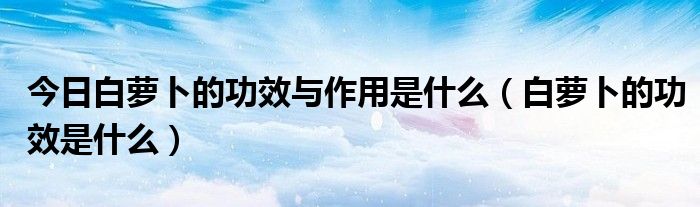 今日白萝卜的功效与作用是什么（白萝卜的功效是什么）