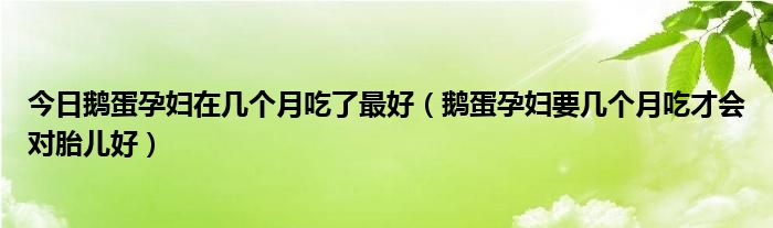 今日鹅蛋孕妇在几个月吃了最好（鹅蛋孕妇要几个月吃才会对胎儿好）