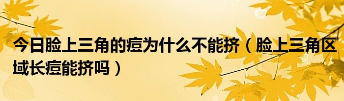 今日脸上三角的痘为什么不能挤（脸上三角区域长痘能挤吗）